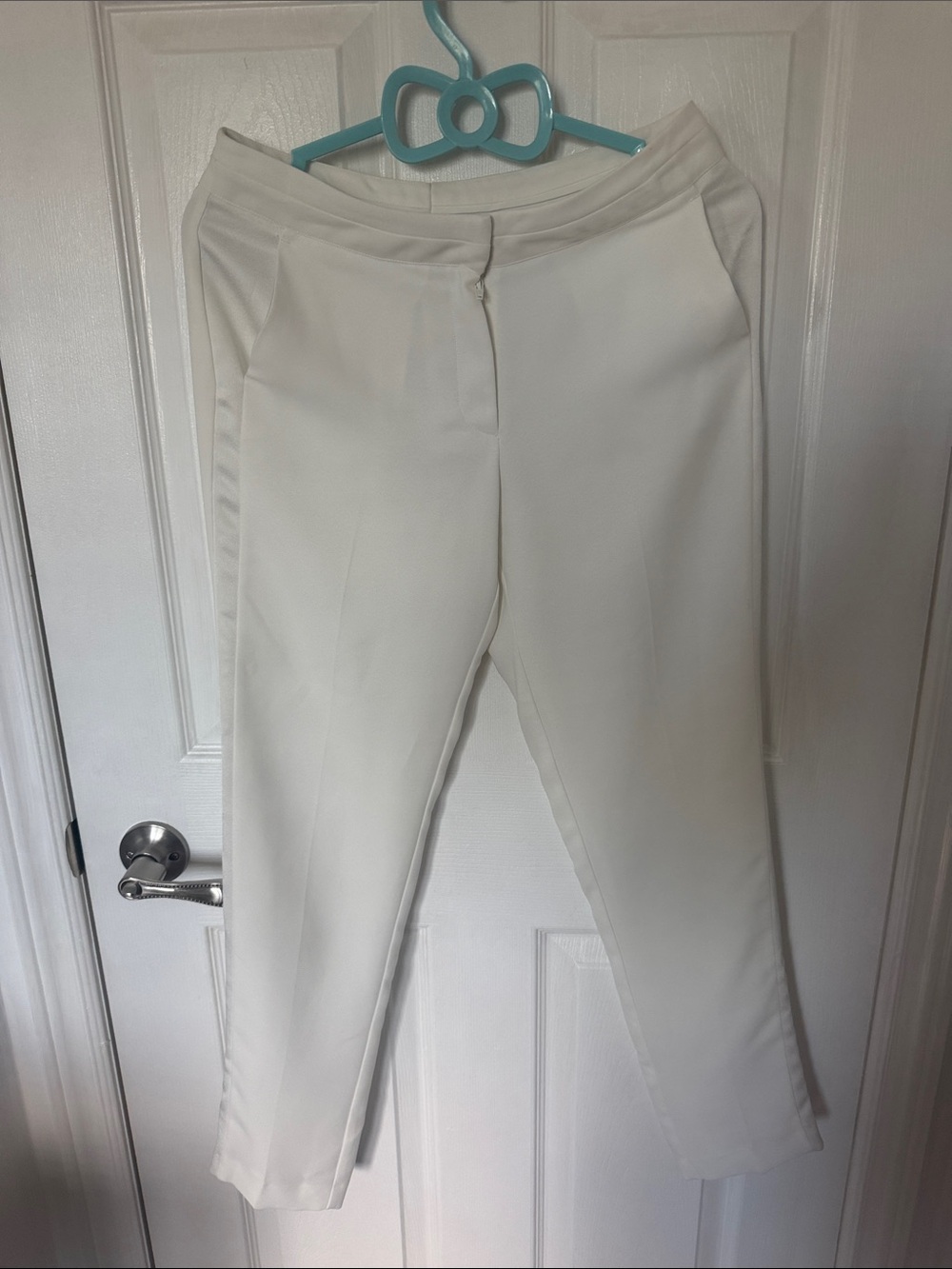 Warehouse White Straight-Leg Dress Pants